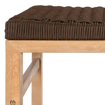 Armand 25.6" Modern Coastal Backless Acacia Wood Outdoor Counter Stool with Woven Rope Seat